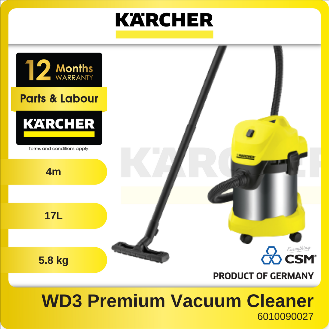 WD3-Premium-17L Wet & Dry Stainless Steel Karcher Vacuum Cleaner 2