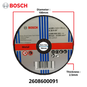 6040070038 4x2.5mm Bosch Cutting Disc 100x2.5x16mm 2608600091