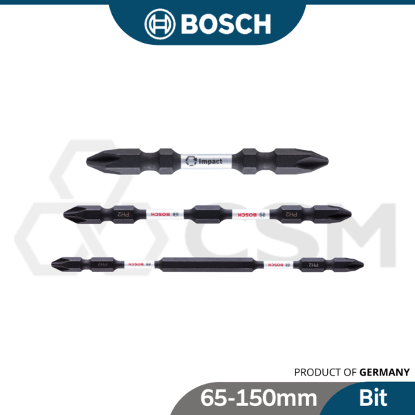 6020081012 BOSCH 1p PH2 Impact Bosch Magnetised Screwdriver Bit [65, 110, 150mm] (4)