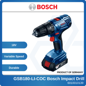 6010010139-BOSCH-GSB180-LI-COC Bosch Impact Drill cw 18V2.0Ah Battery & Charger 06019F83L0