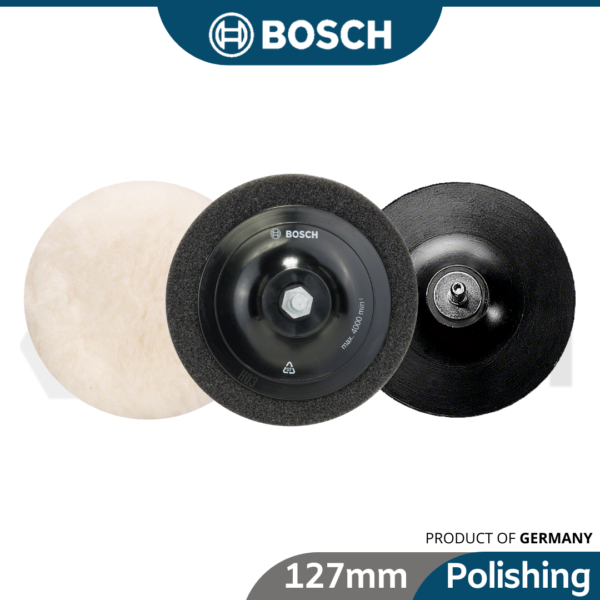 6040100006 BOSCH Shaft Type Rubber Backing Pad Lambswool Bonnet Polishing Sponge [5”] (1)