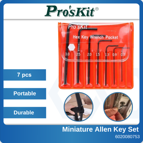 6020080753 8PK-022-0.7-3.0mm Pro'Skit Miniature Allen Key Set (1)