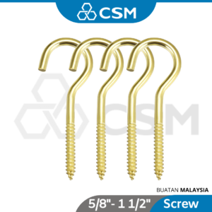 606012007305-CSM 12p L-Gold Screw Hooks 12'' 1'' 1 14 1 12'' 1 14'' 2''