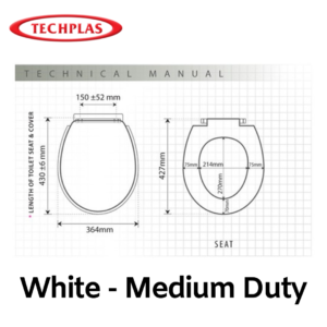 6150060174 - CSM TECHPLAS Medium Duty Plastic Toilet Seat Cover Colour White Red Blue Apple Green Light Soft Close Sky PVC - 3