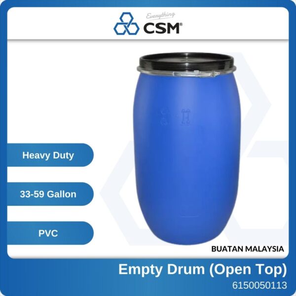 6150050113 - 33-59 Gallon Blue PVC New Open Top Empty Drum (1)