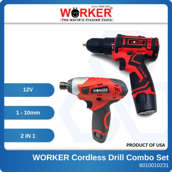 6010010231 WK-PWT-5504 12V Worker 2 In 1 Cordless Drill Set (1)