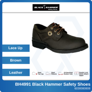 6030080808 UK6 BH4991 Brown Lace Up Black Hammer Safety Shoes (1)